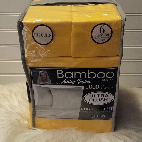 Bamboo Essence Queen Yellow 6 Piece Sheet Set - Picture 10 of 10